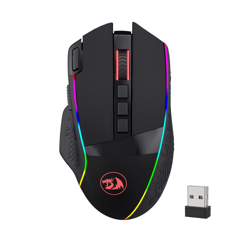 Redragon Mouse para jogos M991 sem fio, mouse gamer com fio/sem fio de 19000 DPI com tecla de disparo rápido, 9 botões macro, capacidade de energia de 45 horas e luz de fundo RGB para PC/Mac/Laptop