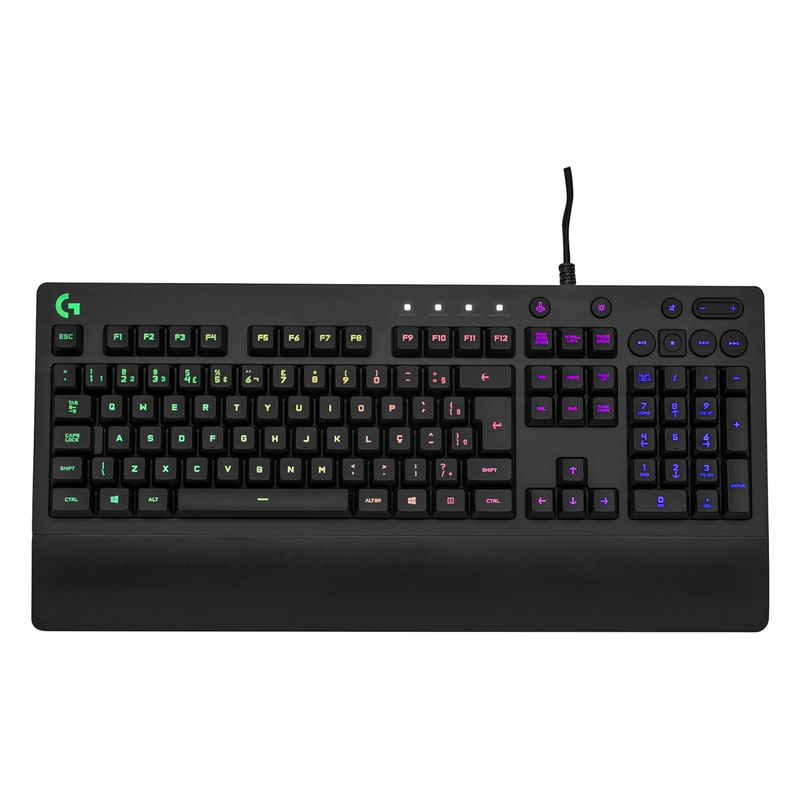 Teclado Gamer Logitech G213 com Layout ABNT2, RGB LIGHTSYNC, Controles de Mídia Dedicados, Design Durável e Resistente à Respingos