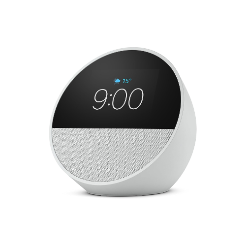 Echo Spot com Alexa (Última geração) | Despertador inteligente com som vibrante | Cor Branca