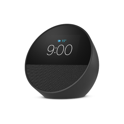 Echo Spot com Alexa (Última geração) | Despertador inteligente com som vibrante | Cor Preta