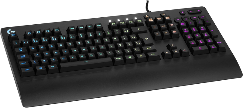Teclado Gamer Logitech G213 com Layout ABNT2, RGB LIGHTSYNC, Controles de Mídia Dedicados, Design Durável e Resistente à Respingos