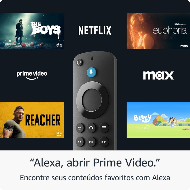 Fire TV Stick HD (Última geração) | Com controle remoto por voz com Alexa (inclui comandos de TV), controles de casa inteligente e streaming em HD