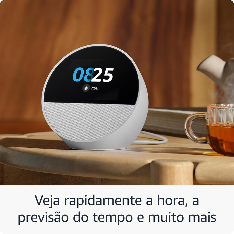 Echo Spot com Alexa (Última geração) | Despertador inteligente com som vibrante | Cor Preta