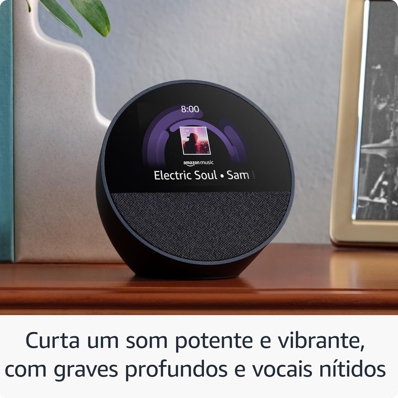 Echo Spot com Alexa (Última geração) | Despertador inteligente com som vibrante | Cor Preta